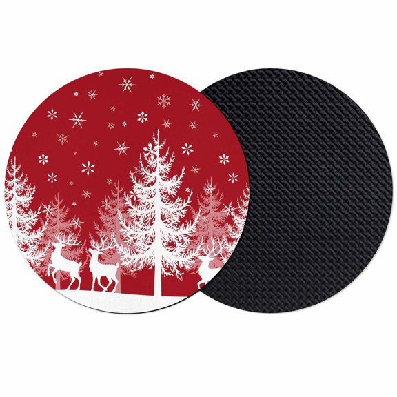 Christmas Red Coasters Set of 2, Absorbent Coasters for Drinks, White Xmas Tree Elk Winter Snowflake Coaster for Desk Coffee Table Protection, Home Decor House Warming Gifts 4"