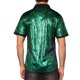 thumbnail image 3 of Camisas metálicas INSPIRE CHIC para hombres con mangas cortas de color contrastante y botón verde L, 3 of 5