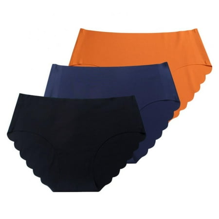 Baywell Womens Seamless Panties No Show Ice Silk Stretch Underwear High Cut Briefs Mid-waist Soft No Panty Lines Pack of 3