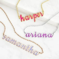 Personalized Planet Women's Enamel Lowercase Script Name Necklace
