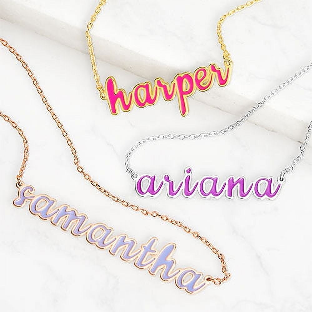 Personalized Planet Women's Enamel Lowercase Script Name Necklace