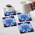 thumbnail image 5 of Coasters for Drinks Bar Beer,Set of 4 ,Square Wooden Housewarming Gift,Beautiful Flower With Large Petals In Blue And Purple Colors, 5 of 6