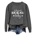 thumbnail image 4 of Women Sweatshirt Womens Long Sleeve Sweatshirt Pullover Sweatshirt for Women Dark Gray Adult Crewneck Sweatshirt Womens Clothing Fall Teens Clothes, 4 of 7