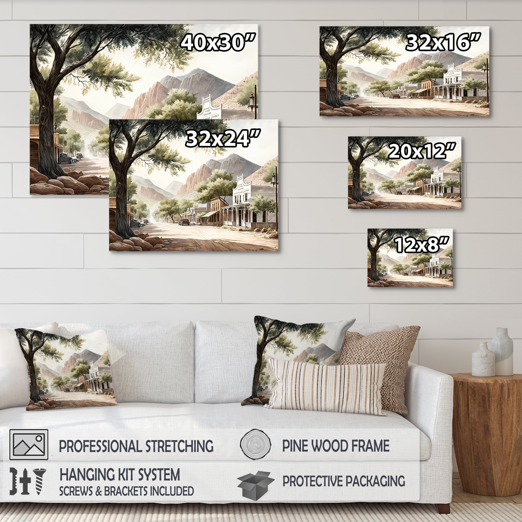 Designart Small Town Wild West I Canvas Wall Art