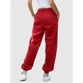 thumbnail image 4 of Pantalones Deportivos Holgados de Cintura Alta para Mujer, para Correr, Deportivos, de Entrenamiento, con Bolsillos Rojo L, 4 of 7