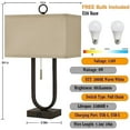 thumbnail image 4 of Bedside Lamps Set of 2, 24'' Tall Table Lamps for Night Stands with USB C+A Ports, 3000K LED Bulbs - Modern Desk Lamp for Bedroom, Living Room, Office, Beige Lampshade, 4 of 8
