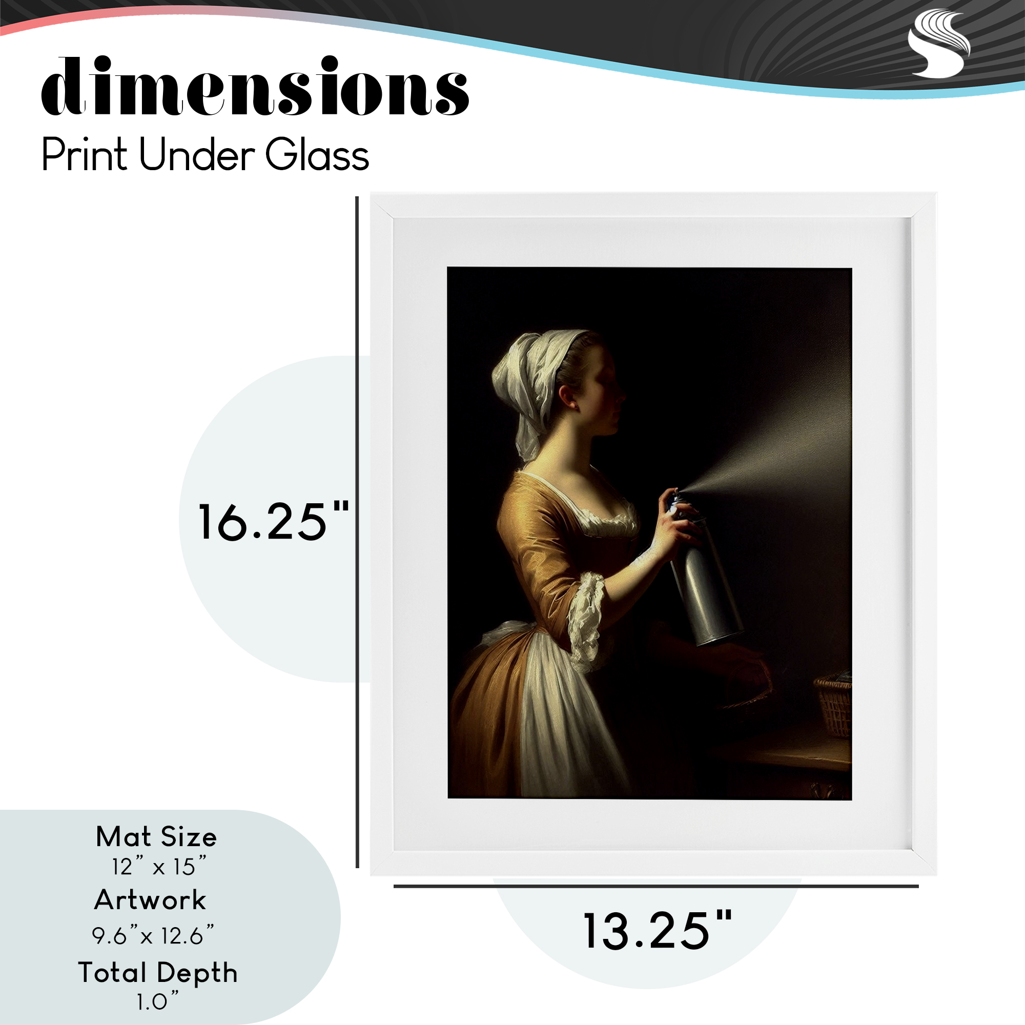 Funny Vintage Lady & Spray Paint White Framed Print Under Glass, design by Lettered and Lined