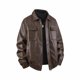 thumbnail image 5 of Ceisia Men's fashion casual solid color faux leather lapel zipper Gift coat pocket long sleeve outerwear, 5 of 7