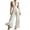 White, variant on Women's V Neck Wide Leg Jumpsuit with Pleated Details Flowy Casual Romper Black L