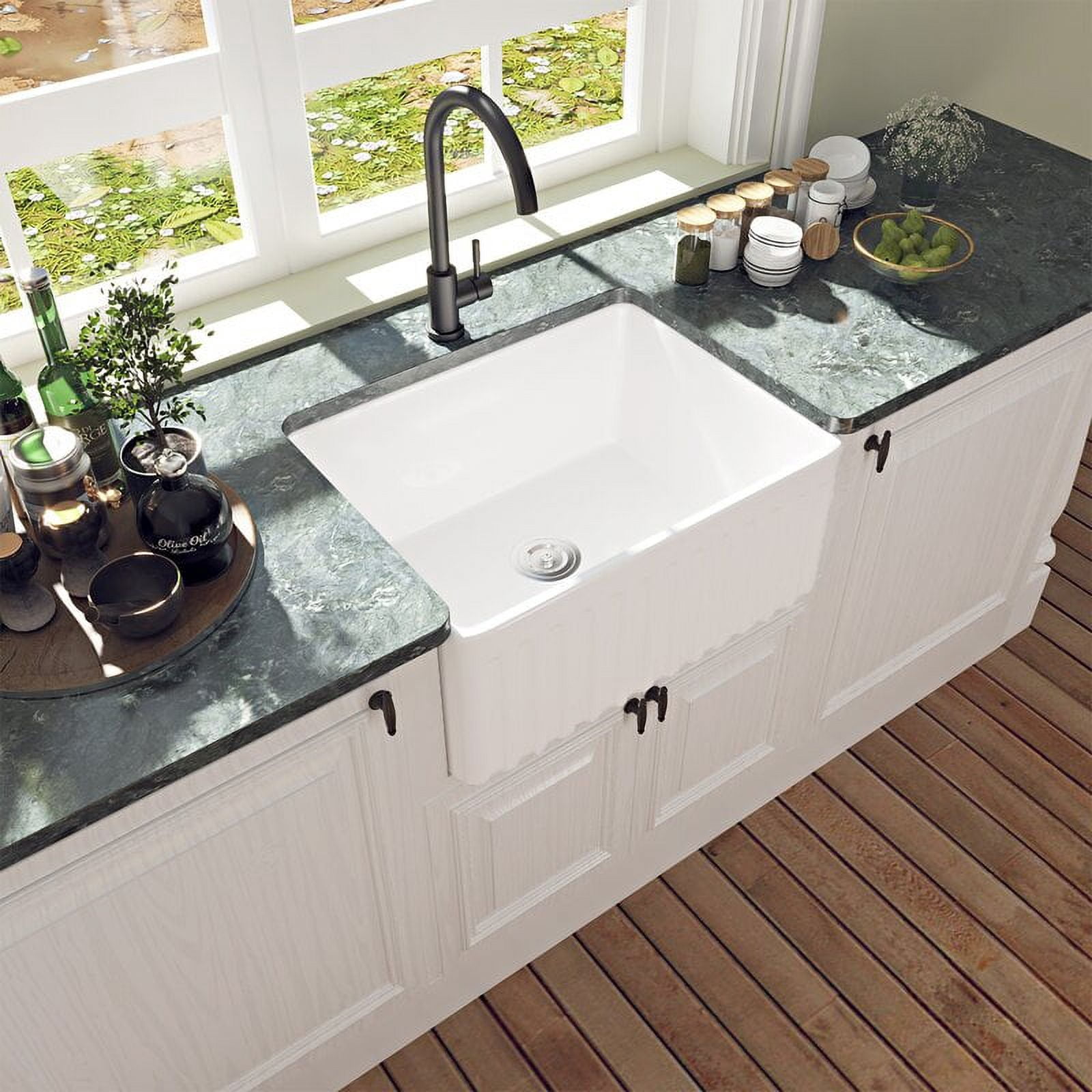 DeerValley Single Bowl Farmhouse Kitchen Sink with Grid and Strainer,24" L x 18" W x 10" H,DV-1K022