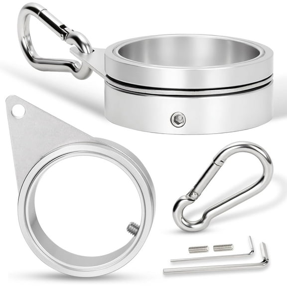 2" Large Flag Pole Rings, 2 Pcs Aluminum Alloy Spinning Flag Pole Ring Clips Swivels, 360° Rotating Anti Wrap Flagpole Ring Hardware with Stainless Steel Carabiners for 1.6-2" Diameter