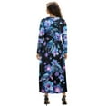 thumbnail image 2 of FKELYI Long Sleeve Maxi Dress for Women V-Neck Soft Casual Dress Hibiscus Flower Turtle Print Flowy A-Line Dresses with Side Pockets for Party Wedding, S, 2 of 6