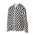 thumbnail image 2 of Fotbe Black and White Checkerboard Men's Women's UPF 50+ Sun Protection Jacket Hooded Cooling Shirt with Pockets Hiking Outdoor Performance-Large, 2 of 9