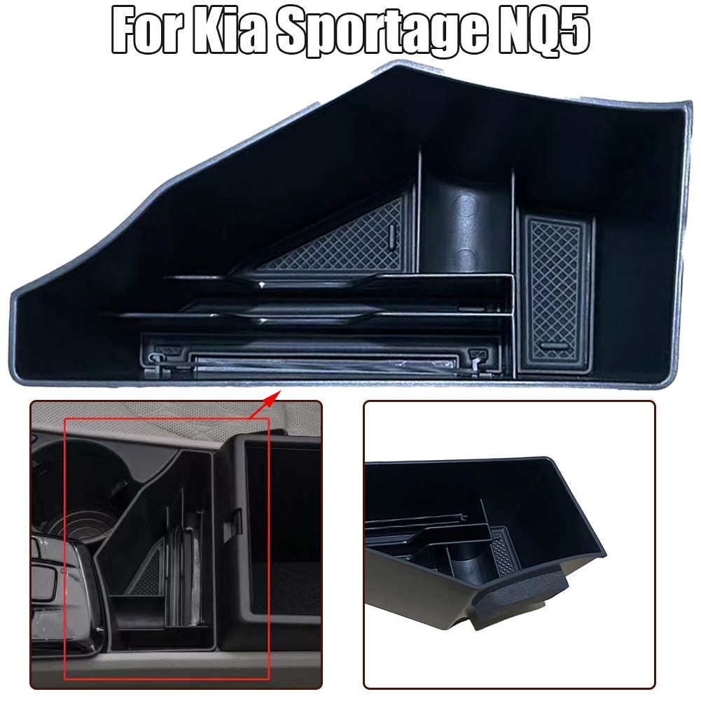 Para Kia Sportage NQ5 2021-2023, caja de almacenamiento para consola central negra, bandeja negra 2