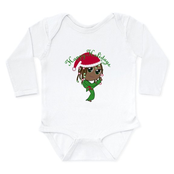 CafePress - Kicking Spirit Happy Holidays Long Sleeve Infant B - Long Sleeve Cotton Baby Bodysuit