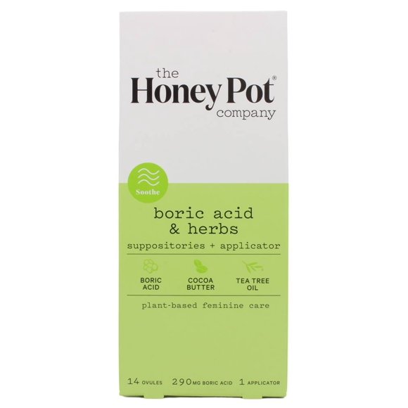 The Honey Pot Company - Boric Acid & Herbs Suppositories + Applicator - 14 Count