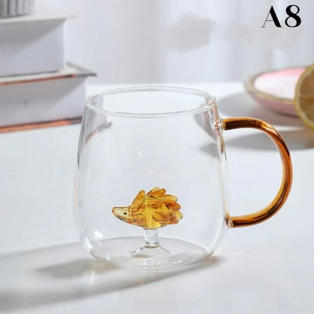 

3D Rose Glass Cup with Handle Household Breakfast Cup for Juice Coffee Clear Mug Cute Tea Milk Cup Glass Goblets