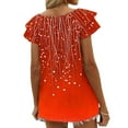thumbnail image 4 of ClodeEU Women's Print V-Neck Short Sleeve Blouse with Flounce Sleeve,Summer Trendy Shirts Orange,Womens Plus M, 4 of 5