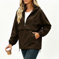 thumbnail image 6 of IUYRTFE Women's Half Zip Waterproof Jacket with Detachable Hood Long Sleeve Outdoor Windbreaker, 6 of 7