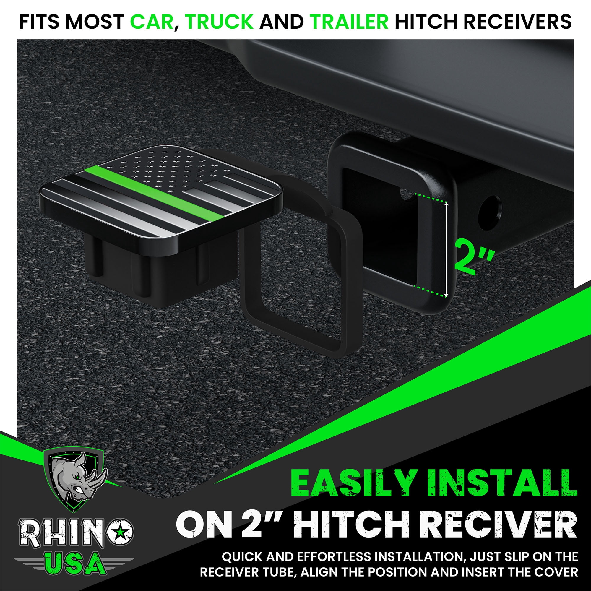 Rhino USA American Flag Trailer Hitch Cover for 2 Inch Receivers - Protects Tow Hitch Covers From Dust, Water, Mud and Snow - Ultimate Hitch Covers for Trucks, Jeep, Tacoma, Ford, GMC & more!