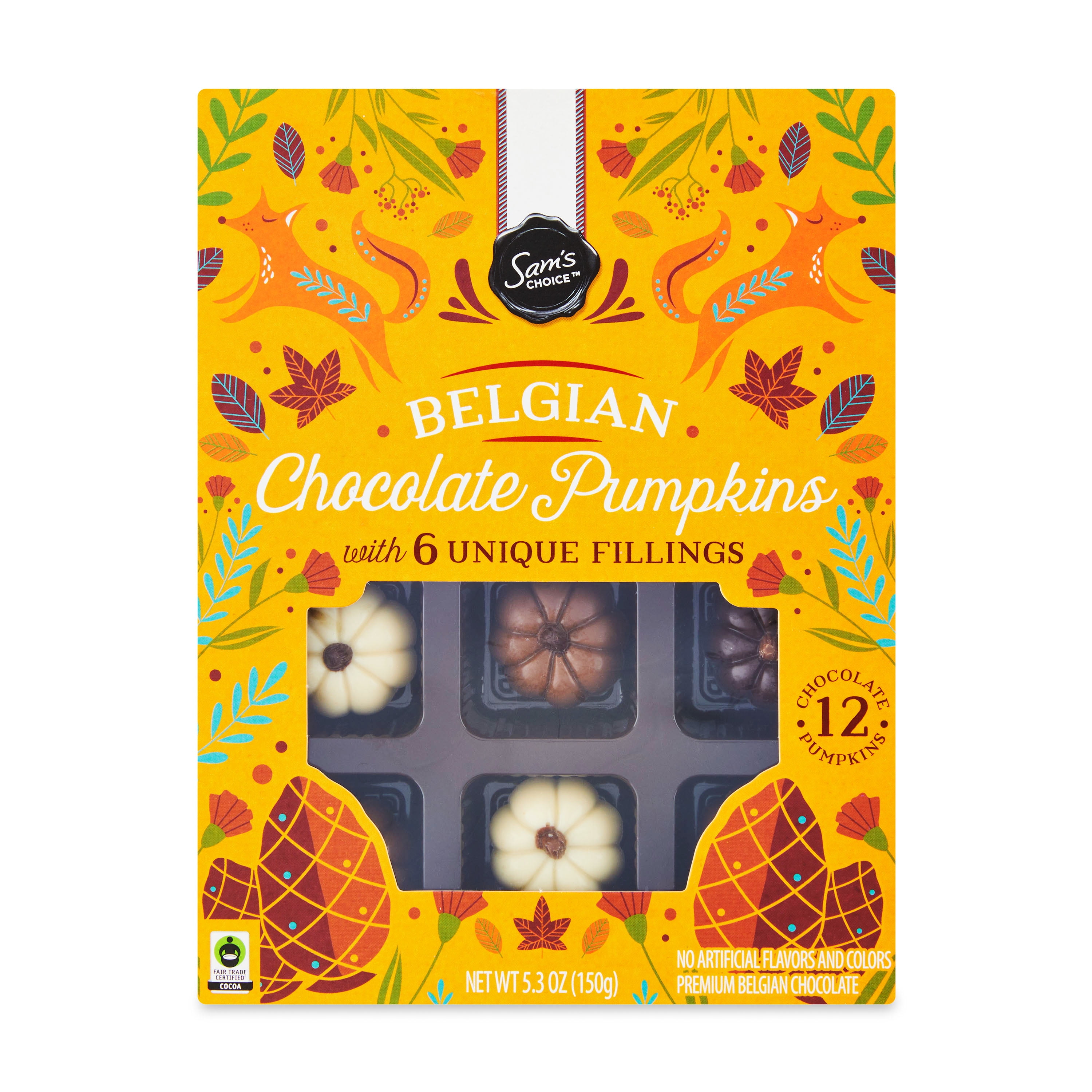 Sam's Choice Belgian Chocolate Pumpkin Truffles, 5.3 oz, 12 Count