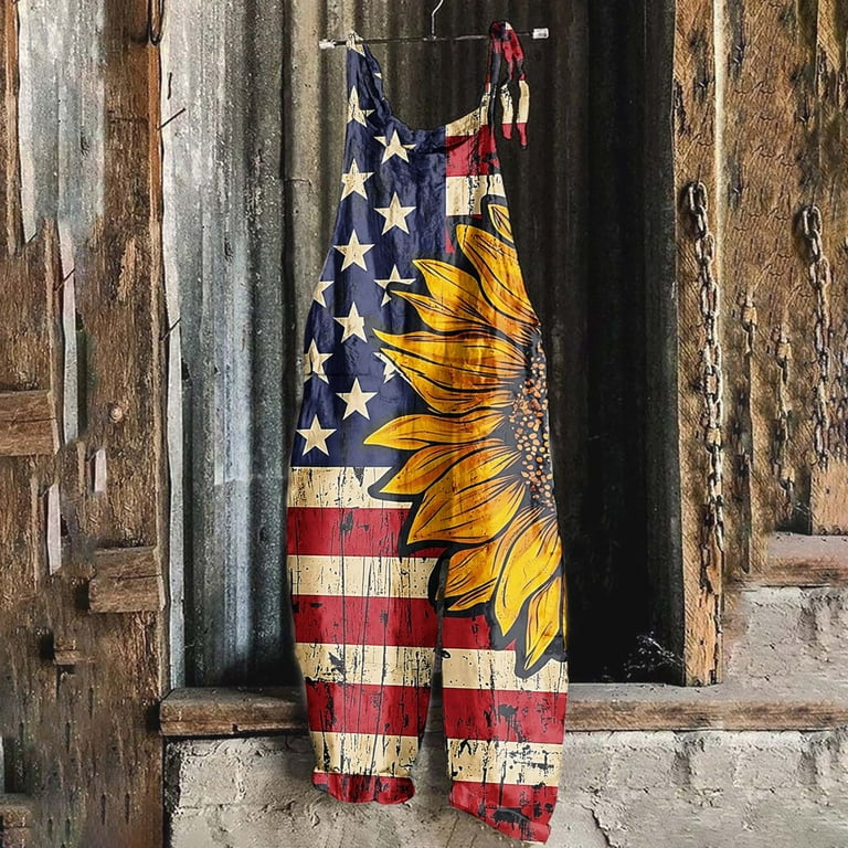 QATAINLAV Womens American Flag Jumpsuit 4th of July