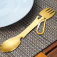 thumbnail image 1 of Tenedor Cuchara 5 en 1 Portátil Multifuncional para Senderismo/Mochilero (Oro), 1 of 7