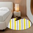 thumbnail image 3 of Yellow Stripe Round Area Rug 3 FT, Small Kitchen Bathroom Mat, Geometric Grey White Vertical Striped Washable Indoor Outdoor Throw Runner Carpet Non-Shedding Doormat for Table Shower Sofa Entryway, 3 of 9