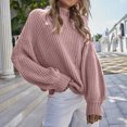 thumbnail image 1 of Aayomet Turtleneck Sweater Women Womens Turtleneck Oversized Sweater Batwing Pullover Sweater Casual Fall Loose Knit Jumper Top,Pink S-XXL, 1 of 4