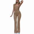thumbnail image 2 of Gaecuw Womens Jumpsuits Casual Dressy Sleeveless Cold Shoulder Overall Square Neck Band Collar Solid Onesie One Piece Outfits Seamless Long Pants Crochet Summer Romper Pull On Ankle Length Trousers, 2 of 5