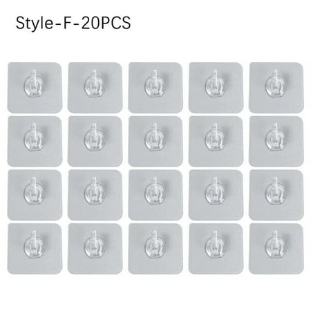 

8 Styles Transparent Stainless Steel Self-Adhesive Hooks Bathroom Towel Clothes Storage Sticker Hooks Key Hangers Storage Style-F-20PCS