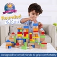 thumbnail image 2 of Pidoko Bloques de madera para niños  100 piezas  Bloques de construcción para niños pequeños  Incluye contenedor de almacenamiento con tapa clasificadora de formas  Bloques de madera dura lisa y d, 2 of 6