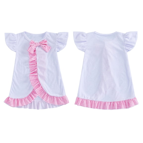 Huowey Baby Girl Swimsuit Sun Swim Dress Short Sleeve Plaid Ruffled Rash Guard Cover Up Cute Bow Beachwear Popular Swimsuit,Pink,1-2 Years