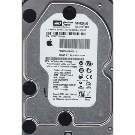 WD6400AAKS-40H2B0, DCM HHRNHV2MHB, Western Digital 640GB SATA 3.5 Hard Drive