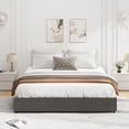 thumbnail image 1 of Bingirl Space-Saving Comfort: Queen Platform Bed Frame in Dark Grey, Fabric Upholstered with 4 Storage Drawers, No Box Spring Needed, Noise-Free Assembly, 1 of 8