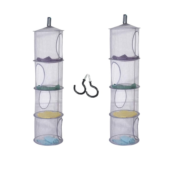 2 Piezas Cesta de Almacenamiento de Malla Colgante Plegable de 4 Niveles con 2 Ganchos 43,5 x 12 Organizador de Juguetes Que Ahorra Espacio Organizador de 4 Compartimentos para Organizador de Esquina