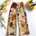 thumbnail image 6 of Hearthz Thanksgiving Women's Fleece Pants Fall Maple Leaf Print Wide Leg Pajama Pants Women Elastic Drawstring High Waist Sleeping Pants Women Women's Fuzzy Plush Pajama Pants, 6 of 6