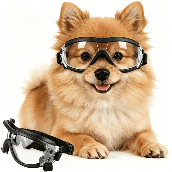 CUDIAO Clear Dog Goggles for Small Dogs, Uv Protection Dog Sunglasses Small Breed, Driving Glasses for Dogs Stick Head Out Car Window, Windproof Dustproof, Adjustable, Transparent