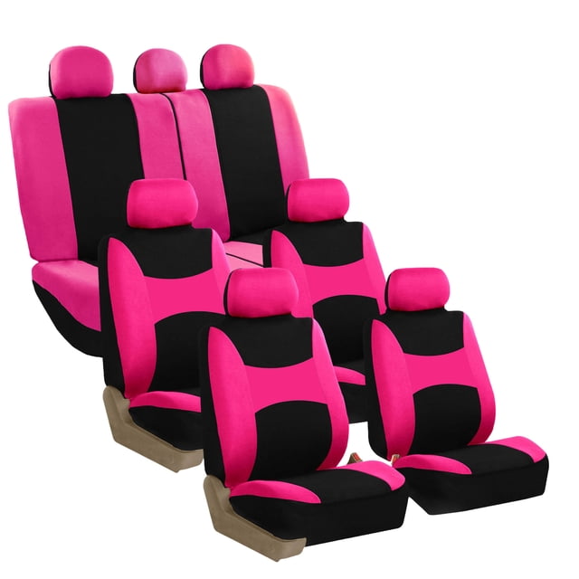 FH Group Universal Fit Car Seat Covers Flat Cloth, Split Benches for Cars, Auto, Trucks, SUV 3 Rows