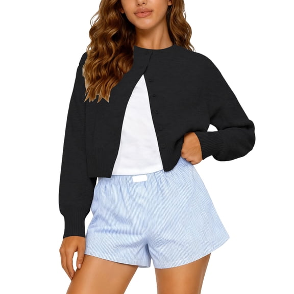 MEICHEN Cardigan Sweaters for Women Fashion Cropped Cardigan Lightweight Fall Women Clothes Cotton Knit Button Open Front Sweater Blouses for Women