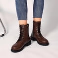 thumbnail image 2 of Taqqpue Women's Ankle Boots Round Toe Lace Up Thick Sole Mid Heel Comfortable Casual Booties for Women Size 5.5-10.5 Fashion Dress Shoes Fall Winter Footwear Casual Walking Daily Wear, 2 of 10