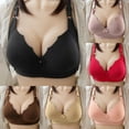thumbnail image 2 of Vhkiploz Plus Size Wireless Bra for Women's Solid Color Deep-V Without Underwire Adjustable Straps Bras Push-Up Full Coverage Comfortable Support Bras, 2 of 4