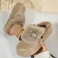 thumbnail image 6 of SYMSHOES Khaki Mule Slippers for Women - Faux Faux Fur Lined Warm Cozy Slip-On with Metal Buckle, Lightweight EVA Sole Platform Indoor Outdoor Footwear,Size 38, 6 of 9
