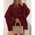 thumbnail image 4 of BTFBM Cardigan Sweaters for Women Fall Clothes Lantern Long Sleeve Button Open Front Chunky Knit Oversized Sweater, 4 of 10