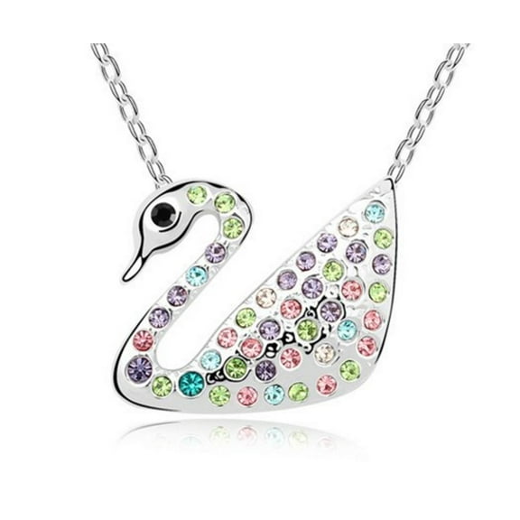 KATGI Fashion 18K Gold Plated Austrian Crystal Beautiful Love Swan Pendant Necklace