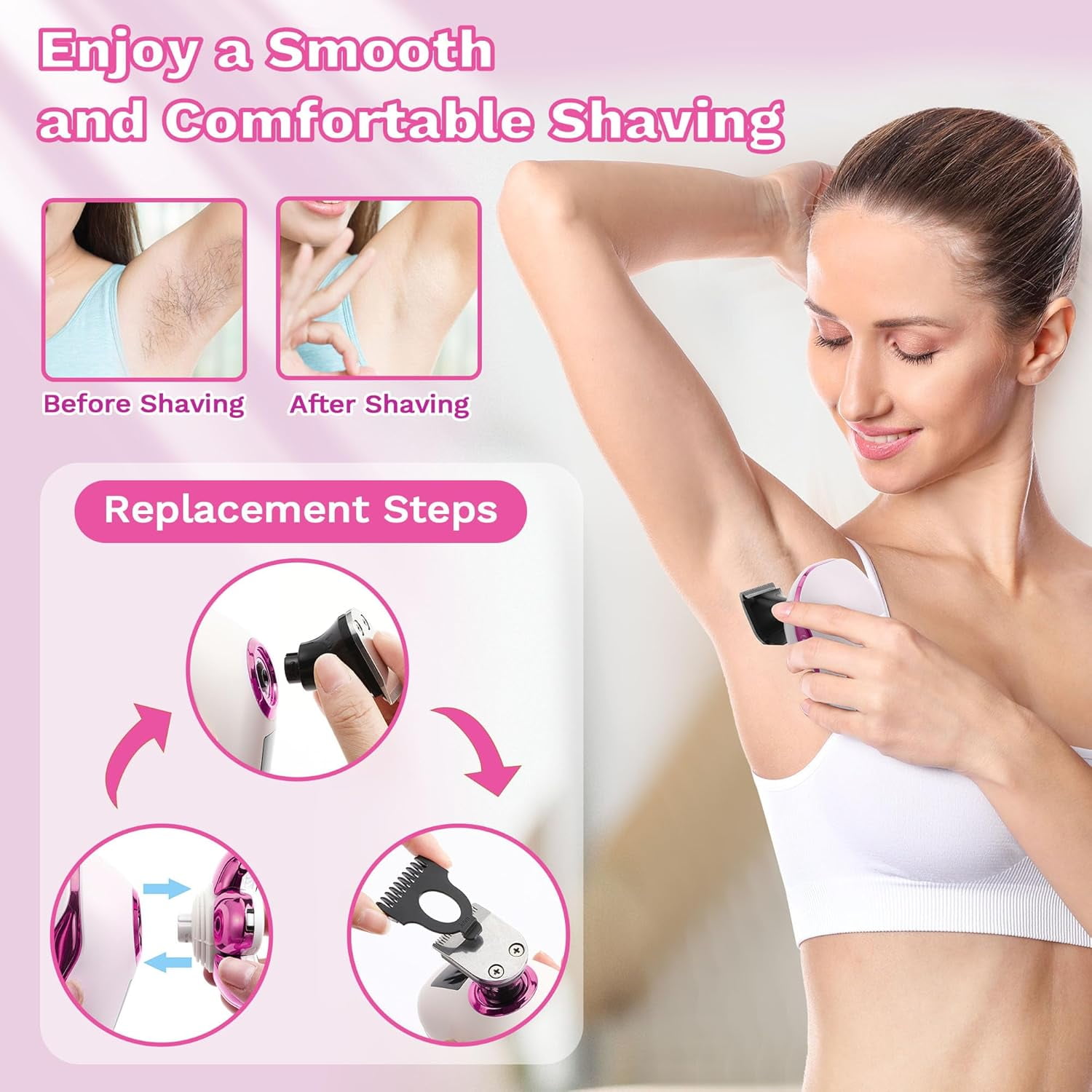 Obacre Electric Razors for Women,7D Gifts for Women,5 in 1 Cordless Electric Shaver with Detachable Head Wet & Dry Facial Hair Remover for Legs Painless Water Resistant