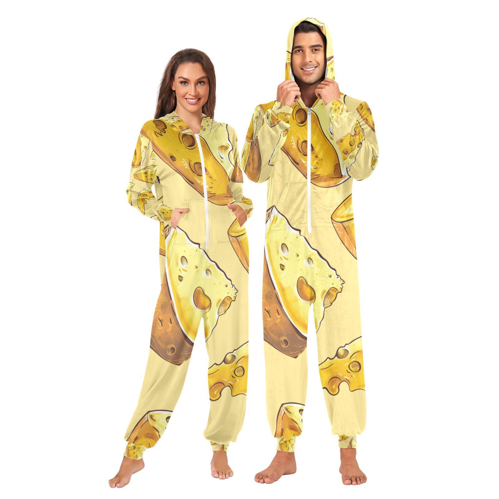 Biyejit Unisex Pyjamas Onesie Met Volledige Ritssluiting Lange Mouwen Jumpsuit Zachte Slapendekledij Trainingspak Met Zakken voor Pyjamafeest S- 4XL, L
