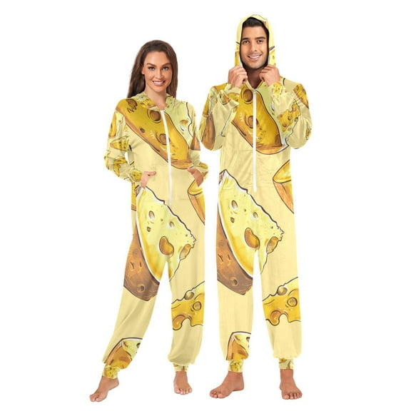 Cheese Yellow Adult Unisex Onesie Pajamas Slim Fit One Piece Suit Pjs Sleepwear Pajama Jumpsuit