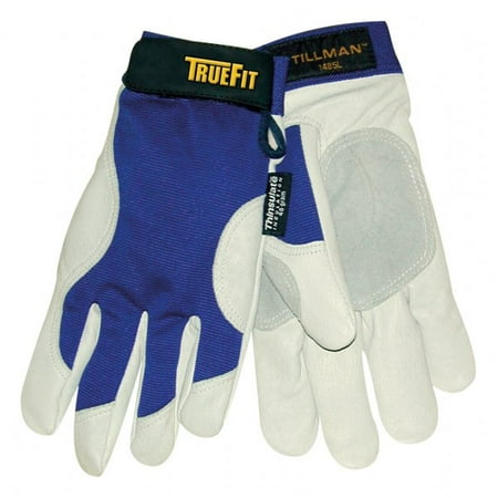 Tillman Large Blue And Gray TrueFit Top Grain Pigskin And Nylon Thinsulate Lined Cold Weather Gloves With Reinforced Thumb, Elastic Cuff, Hook And Loop Closure, Rough Side Out Double Palm And (Best Cold Weather Work Gear)