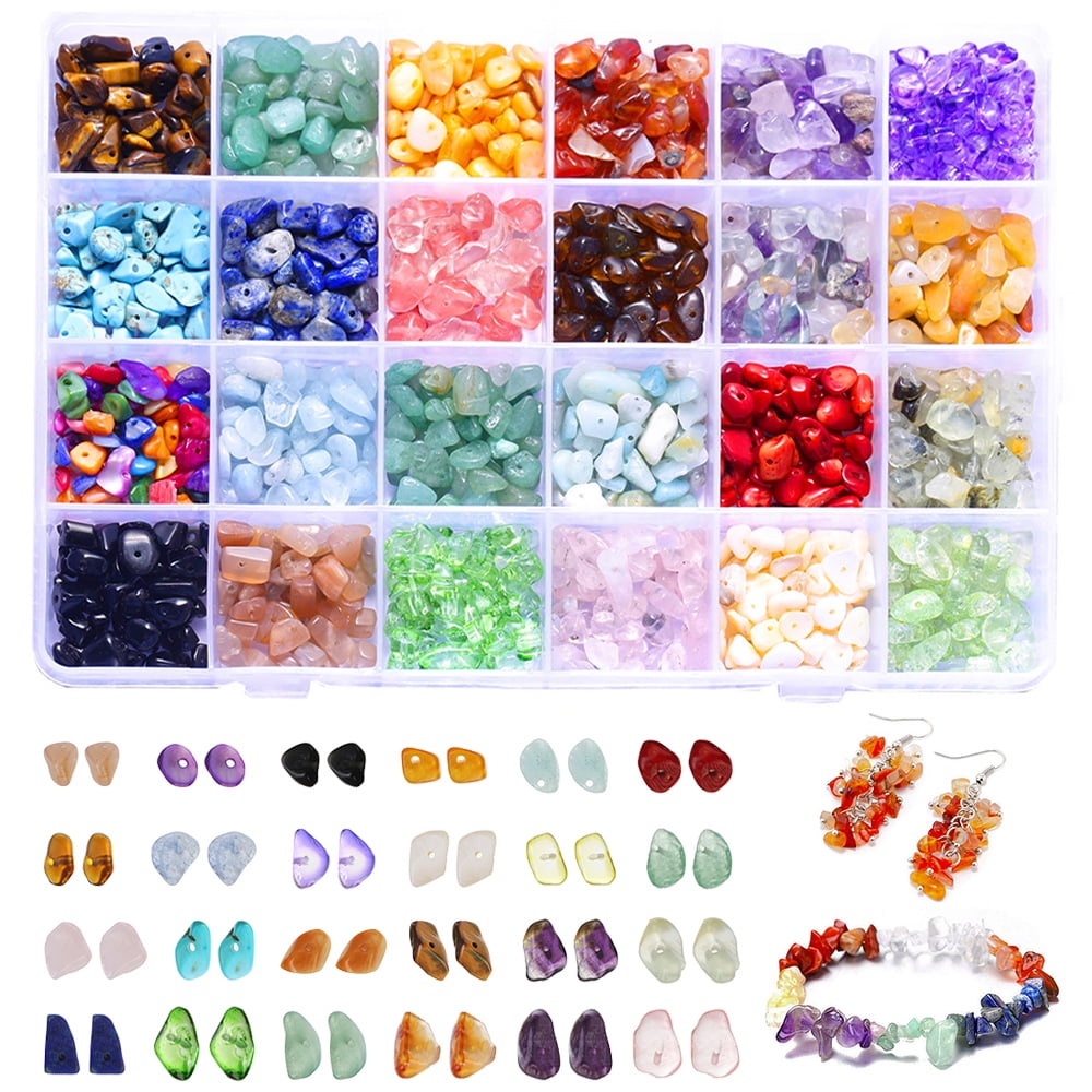 1300+ Pcs Crystal Beads for Jewellery Making 24 Colors Irregular Gemstone  Chip Beads for Necklace Bracelet Ring Earring DIY Crystal Jewellery Making  Kit